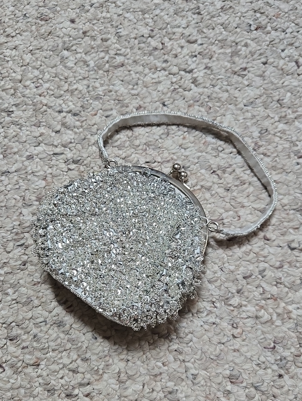 Cache Silver Crystal Heart Wristlet Clutch Purse